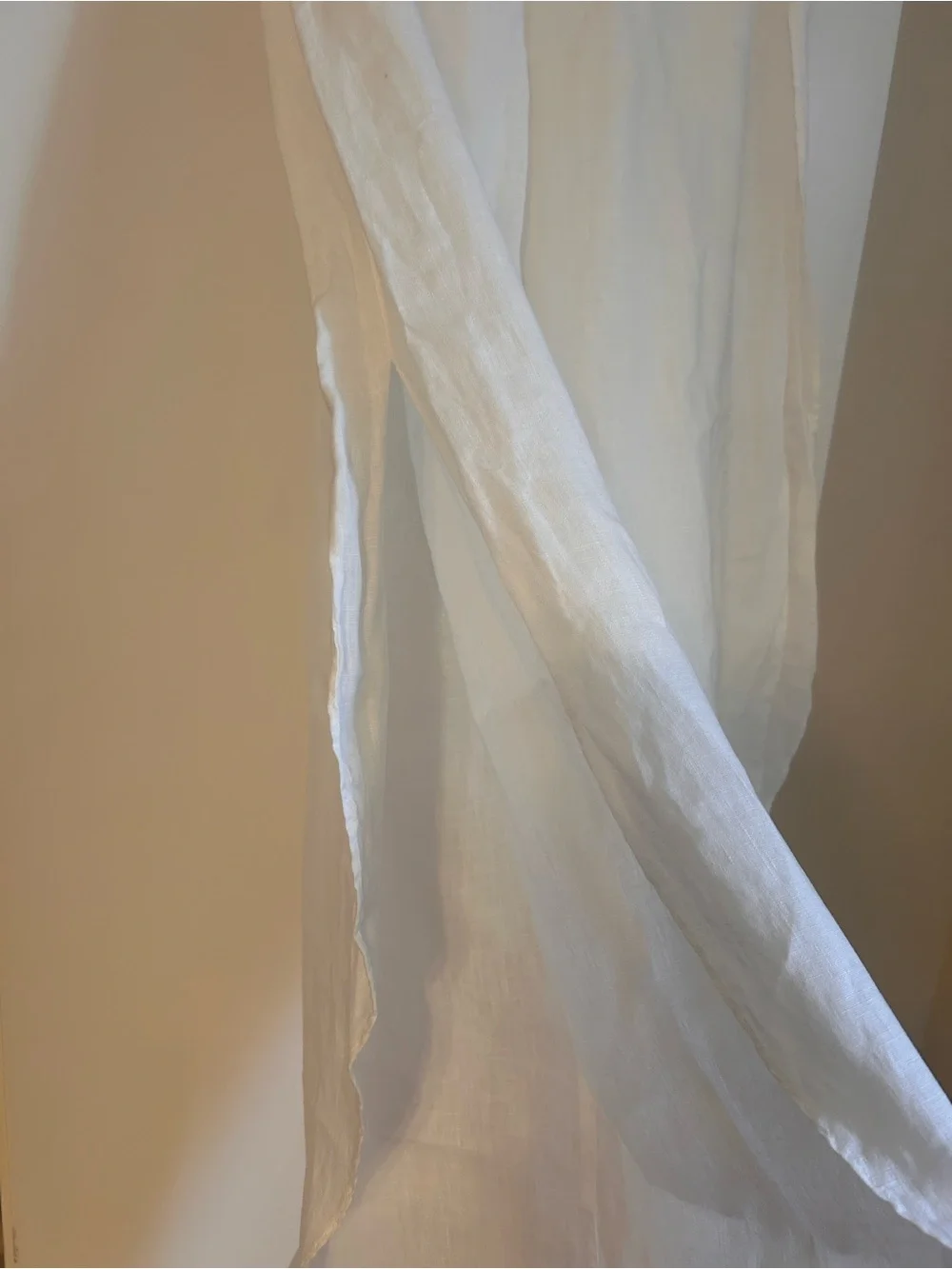 100% Linen Zara White Wide-Leg Linen Blend Pants